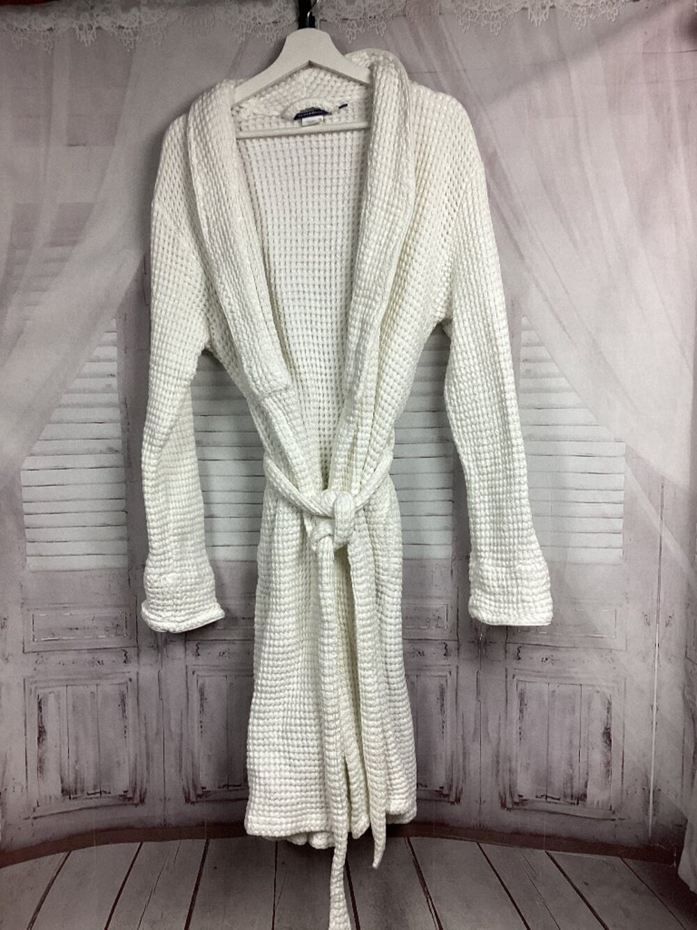 Brooklinen Waffle Robe with Belt White Cotton M/L